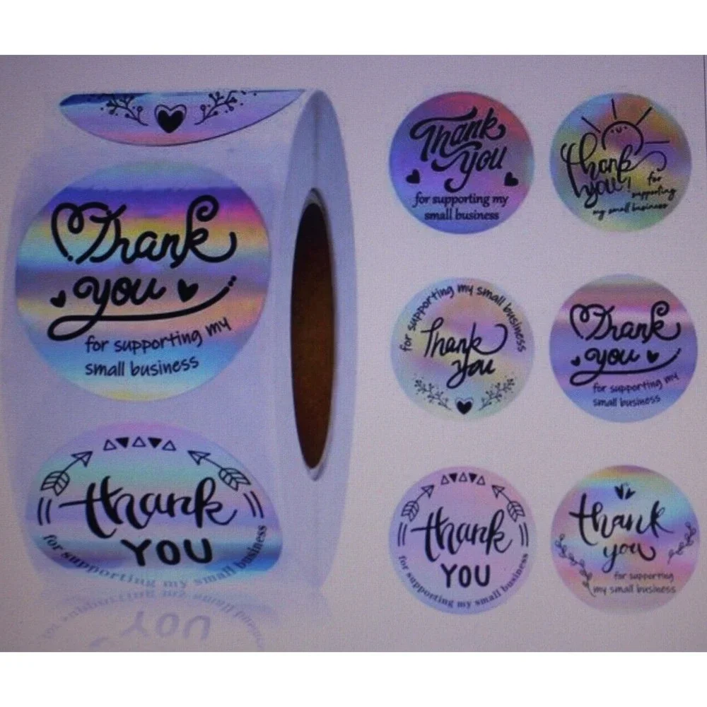 500pcs/ 1 Roll Hologram Thank You Sticker 1